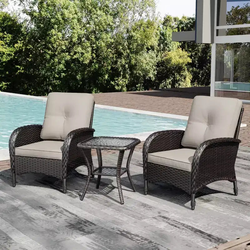 UPTIOT Ensemble fauteuil en osier d'extérieur et table d'appoint avec coussins en oléfine de qualité supérieure pour la relaxation sur la terrasse