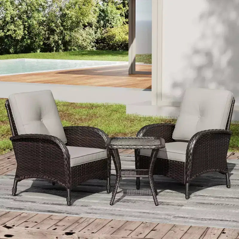 UPTIOT Ensemble fauteuil en osier d'extérieur et table d'appoint avec coussins en oléfine de qualité supérieure pour la relaxation sur la terrasse