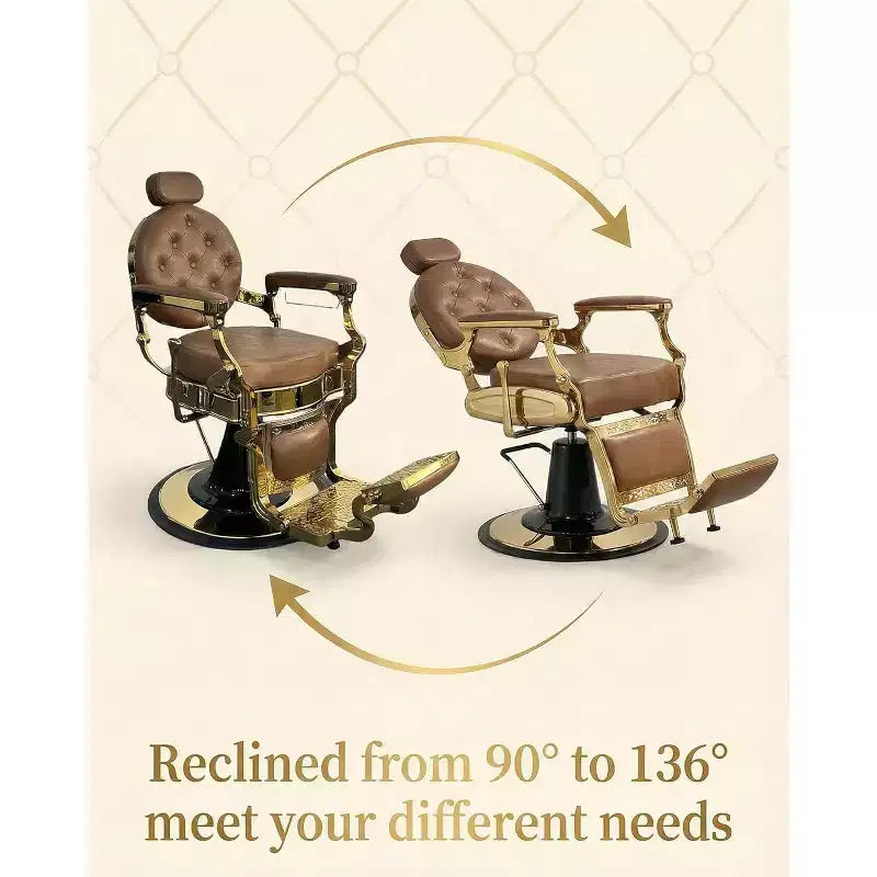 Fauteuil inclinable robuste vintage, hauteur réglable, pivotant à 360°, avec appui-tête et repose-pieds, capacité de 317 kg