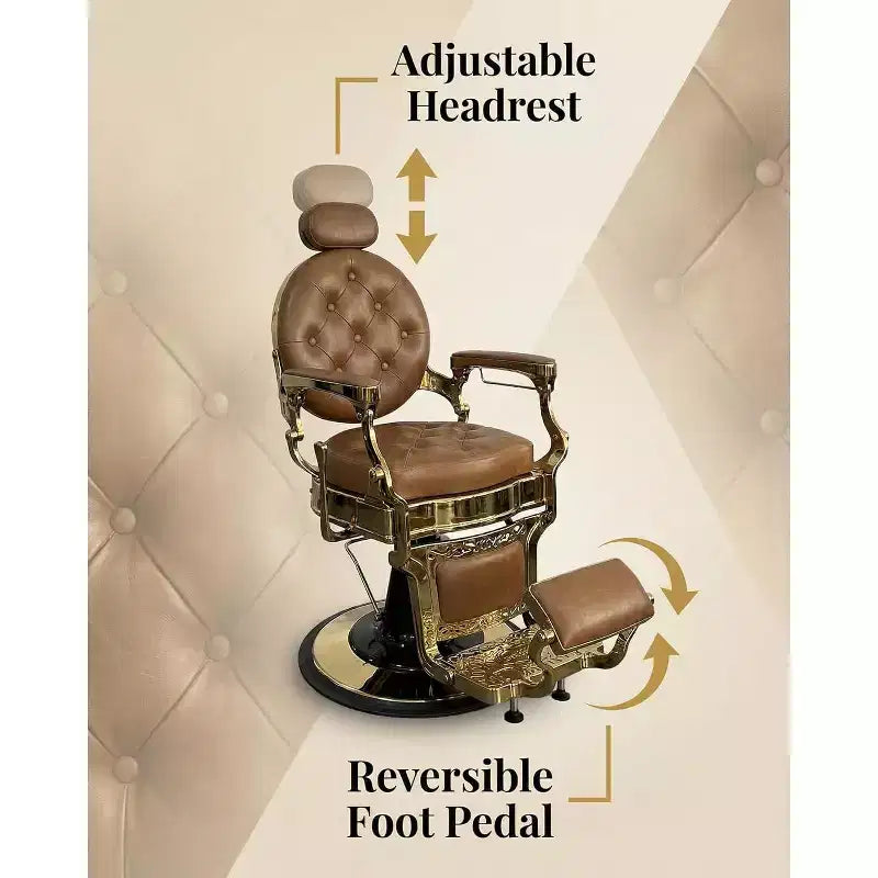 Fauteuil inclinable robuste vintage, hauteur réglable, pivotant à 360°, avec appui-tête et repose-pieds, capacité de 317 kg
