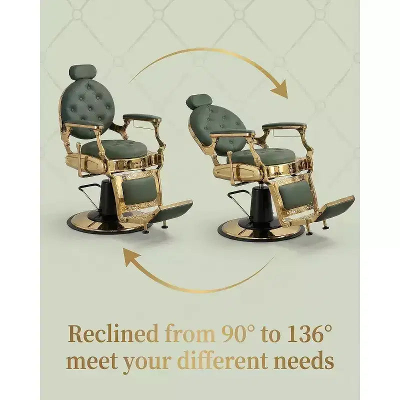 Fauteuil inclinable robuste vintage, hauteur réglable, pivotant à 360°, avec appui-tête et repose-pieds, capacité de 317 kg