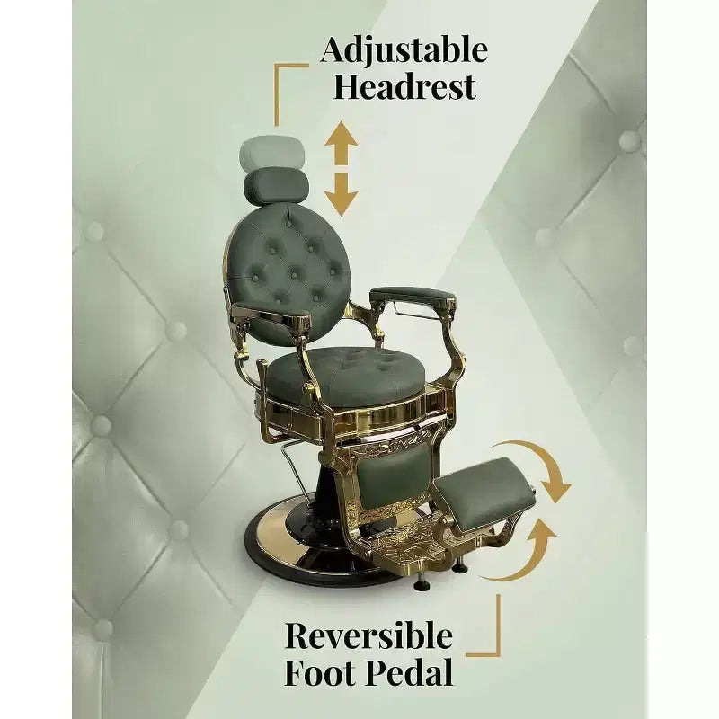 Fauteuil inclinable robuste vintage, hauteur réglable, pivotant à 360°, avec appui-tête et repose-pieds, capacité de 317 kg