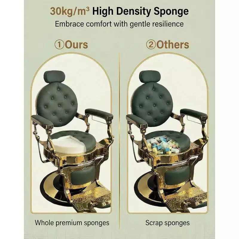 Fauteuil inclinable robuste vintage, hauteur réglable, pivotant à 360°, avec appui-tête et repose-pieds, capacité de 317 kg