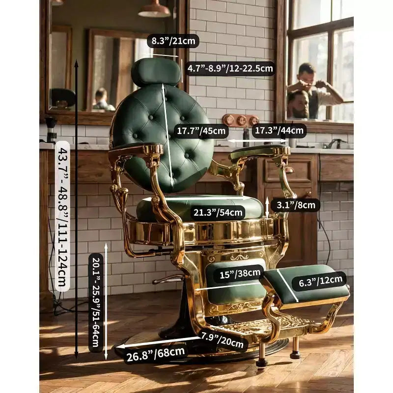 Fauteuil inclinable robuste vintage, hauteur réglable, pivotant à 360°, avec appui-tête et repose-pieds, capacité de 317 kg