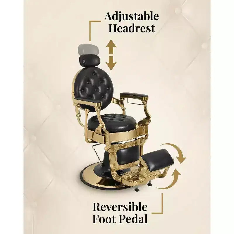 Fauteuil inclinable robuste vintage, hauteur réglable, pivotant à 360°, avec appui-tête et repose-pieds, capacité de 317 kg