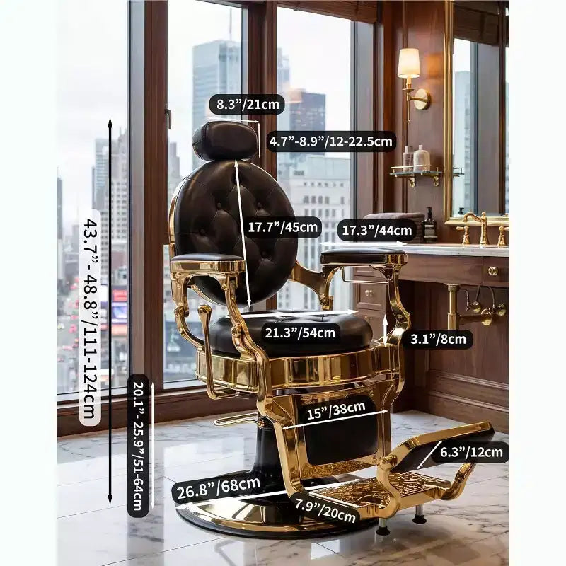 Fauteuil inclinable robuste vintage, hauteur réglable, pivotant à 360°, avec appui-tête et repose-pieds, capacité de 317 kg