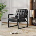 Mid Century Accent Chair, Faux Leather Armchair with Metal Legs, Comfortable and Stylish for Living Room, Bedroom, Reception, Durable Upholstery