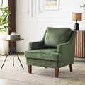 VINGLI Mid-Century Accent Chairs, Green Upholstered Armchair Comfy Sofa Chair Reading Chair High Back Living Room Bedroom Furniture for Apartment