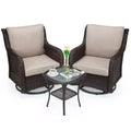 Swivel Wicker Glider Patio Chairs, 360-Degree Swivel Rocking Chair, 3 Pieces Outdoor Bistro Set, for Porch, Balcony
