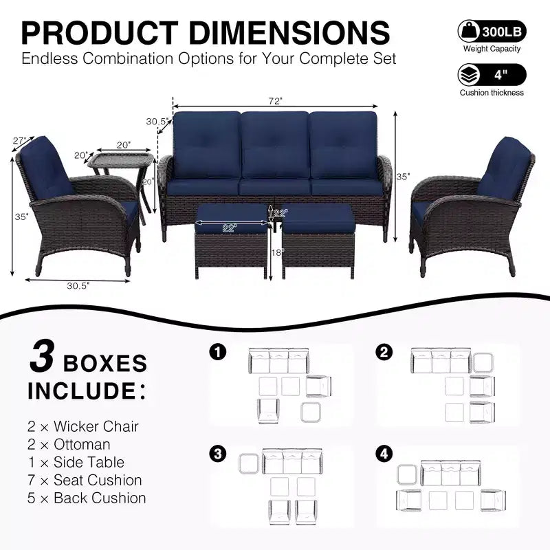 UPTIOT Salon de Jardin en Osier pour l'Extérieur avec Coussins Haute Densité et Conception Résistante aux Intempéries pour Terrasse et Jardin