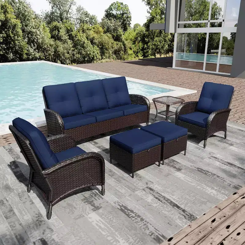 UPTIOT Salon de Jardin en Osier pour l'Extérieur avec Coussins Haute Densité et Conception Résistante aux Intempéries pour Terrasse et Jardin