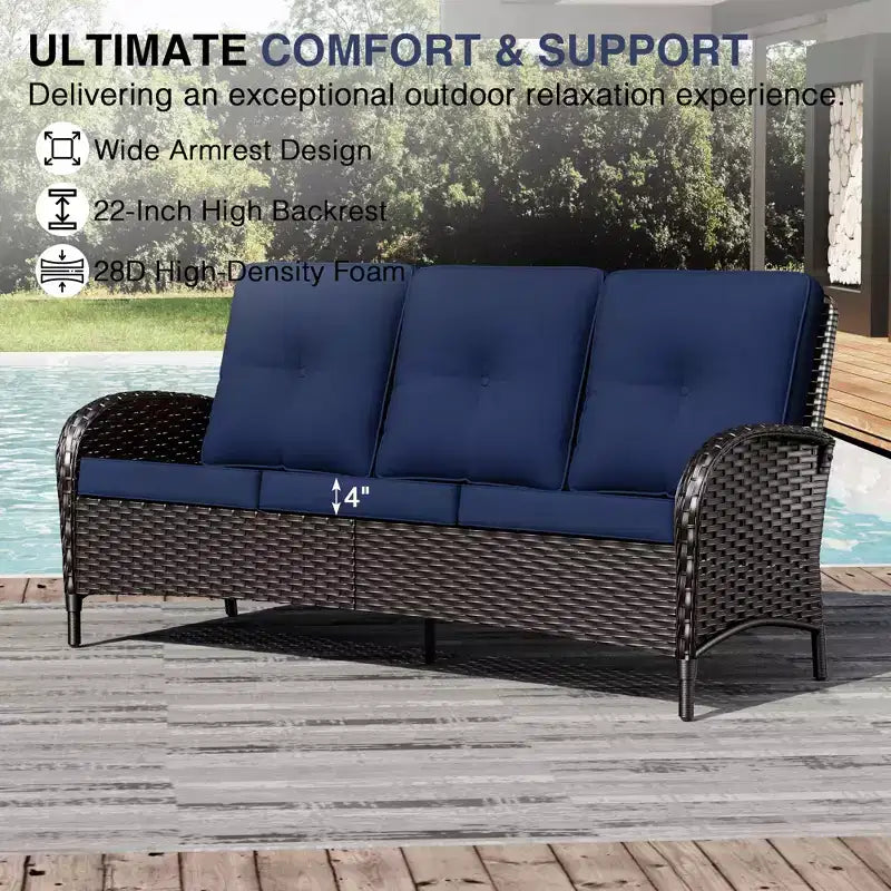 UPTIOT Salon de Jardin en Osier pour l'Extérieur avec Coussins Haute Densité et Conception Résistante aux Intempéries pour Terrasse et Jardin