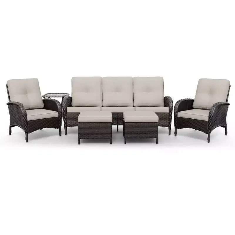 UPTIOT Salon de Jardin en Osier pour l'Extérieur avec Coussins Haute Densité et Conception Résistante aux Intempéries pour Terrasse et Jardin