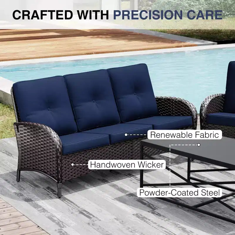 UPTIOT Salon de Jardin en Osier pour l'Extérieur avec Coussins Haute Densité et Conception Résistante aux Intempéries pour Terrasse et Jardin