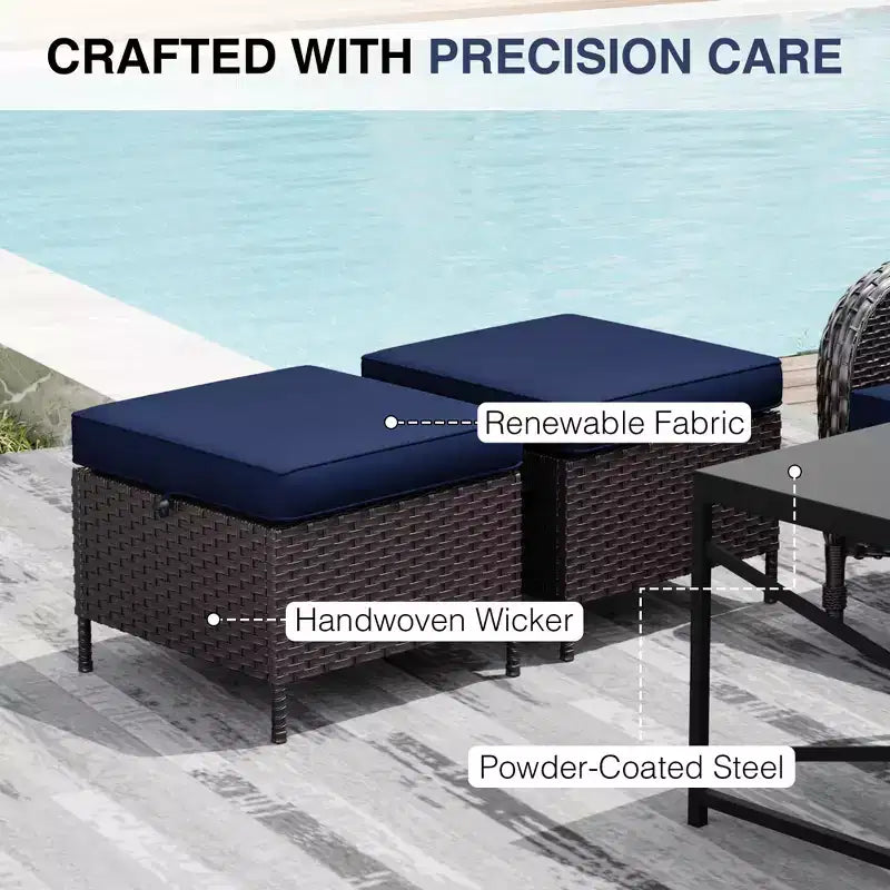 UPTIOT Salon de Jardin en Osier pour l'Extérieur avec Coussins Haute Densité et Conception Résistante aux Intempéries pour Terrasse et Jardin