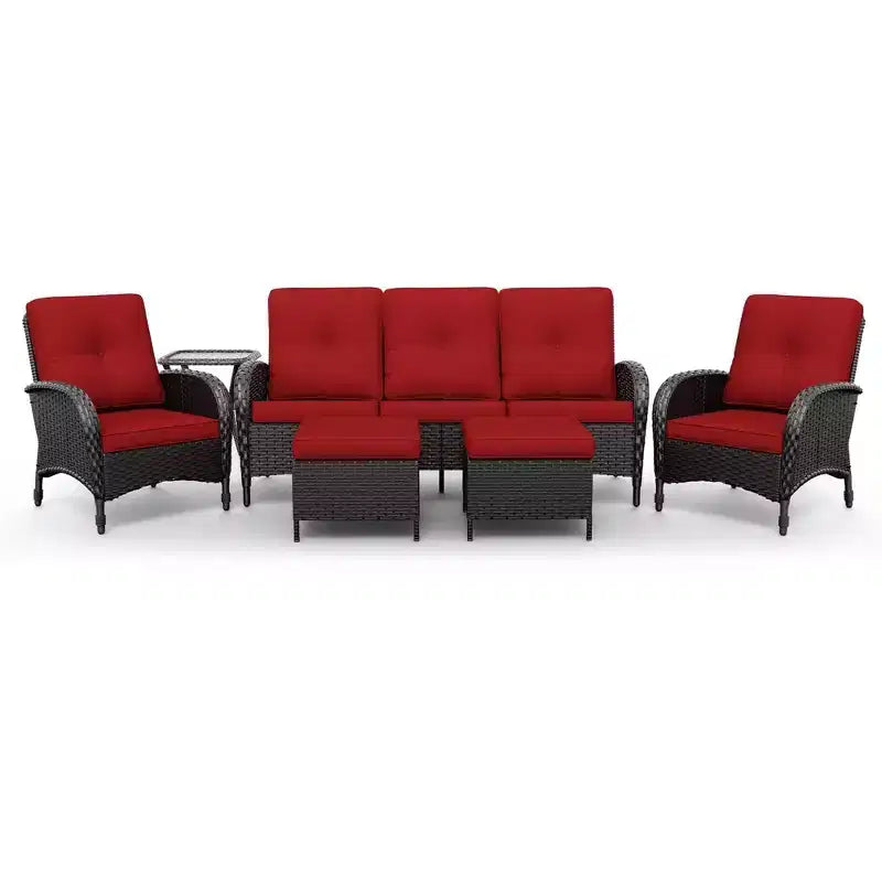 UPTIOT Salon de Jardin en Osier pour l'Extérieur avec Coussins Haute Densité et Conception Résistante aux Intempéries pour Terrasse et Jardin