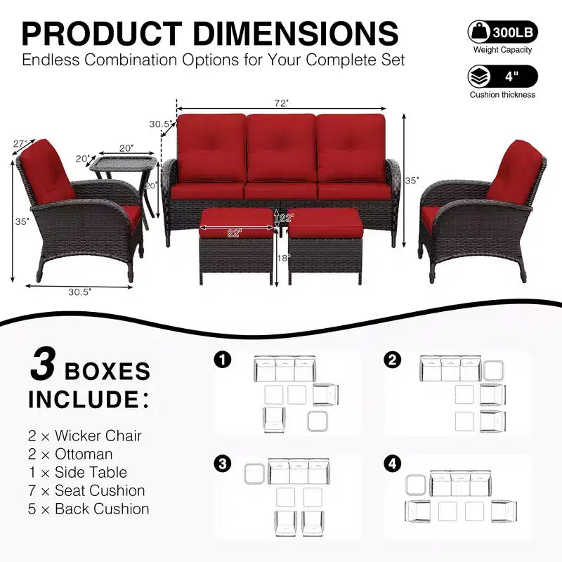 UPTIOT Salon de Jardin en Osier pour l'Extérieur avec Coussins Haute Densité et Conception Résistante aux Intempéries pour Terrasse et Jardin