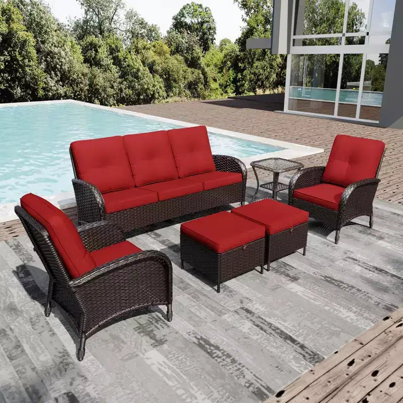 UPTIOT Salon de Jardin en Osier pour l'Extérieur avec Coussins Haute Densité et Conception Résistante aux Intempéries pour Terrasse et Jardin