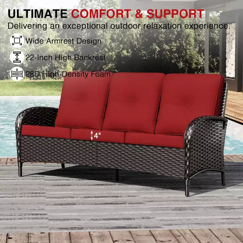UPTIOT Salon de Jardin en Osier pour l'Extérieur avec Coussins Haute Densité et Conception Résistante aux Intempéries pour Terrasse et Jardin