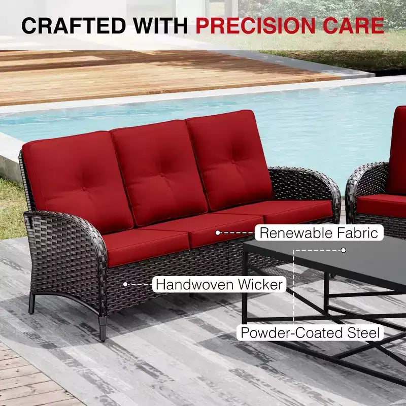 UPTIOT Salon de Jardin en Osier pour l'Extérieur avec Coussins Haute Densité et Conception Résistante aux Intempéries pour Terrasse et Jardin