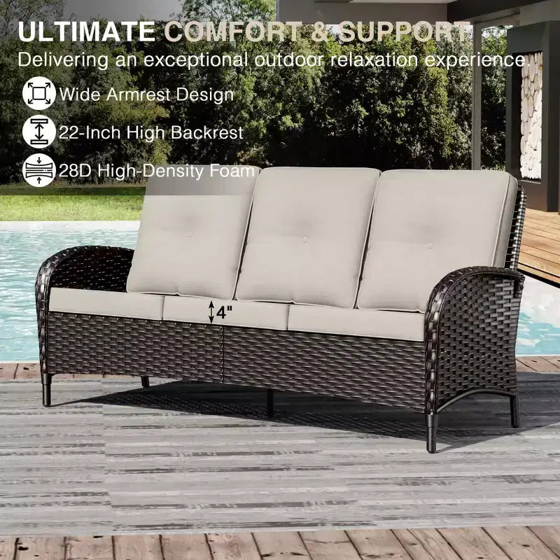 UPTIOT Salon de Jardin en Osier pour l'Extérieur avec Coussins Haute Densité et Conception Résistante aux Intempéries pour Terrasse et Jardin