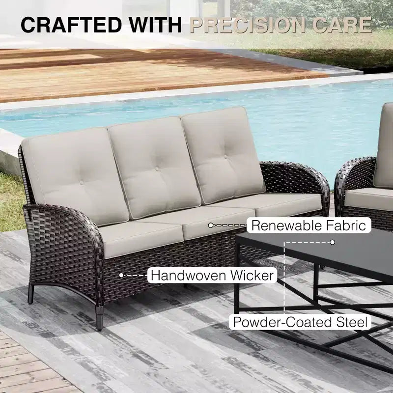 UPTIOT Salon de Jardin en Osier pour l'Extérieur avec Coussins Haute Densité et Conception Résistante aux Intempéries pour Terrasse et Jardin
