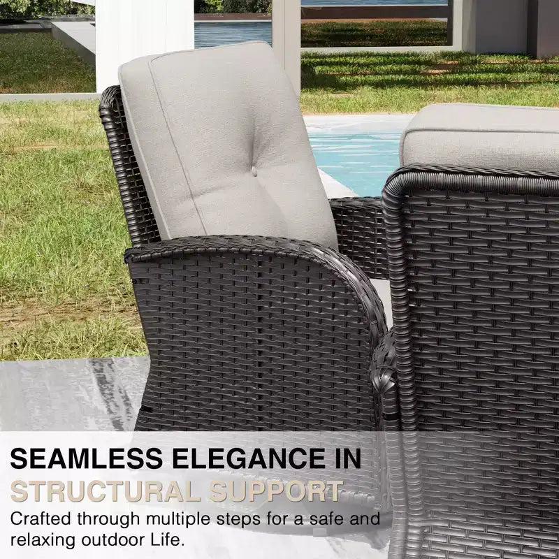 Ensemble de patio extérieur UPTIOT : 2 chaises en osier et 2 poufs pour un confort et une durabilité ultimes
