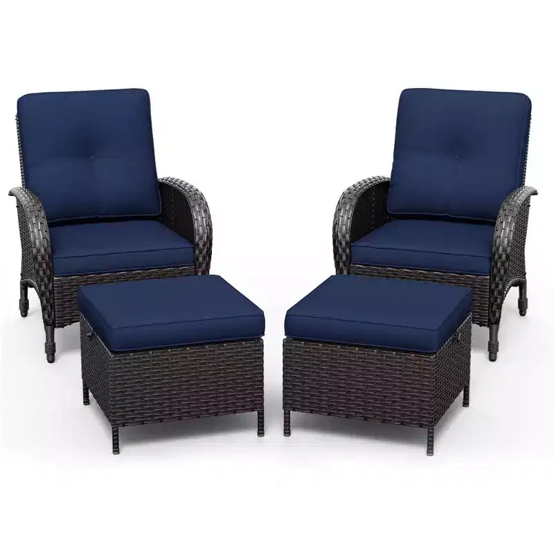 Ensemble de patio extérieur UPTIOT : 2 chaises en osier et 2 poufs pour un confort et une durabilité ultimes