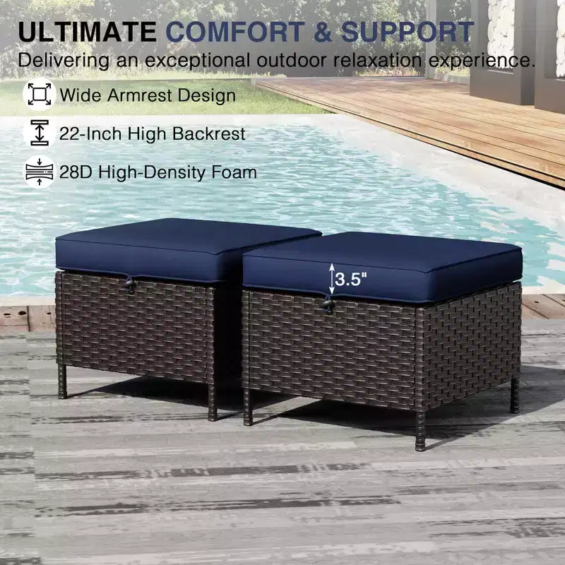 Ensemble de patio extérieur UPTIOT : 2 chaises en osier et 2 poufs pour un confort et une durabilité ultimes