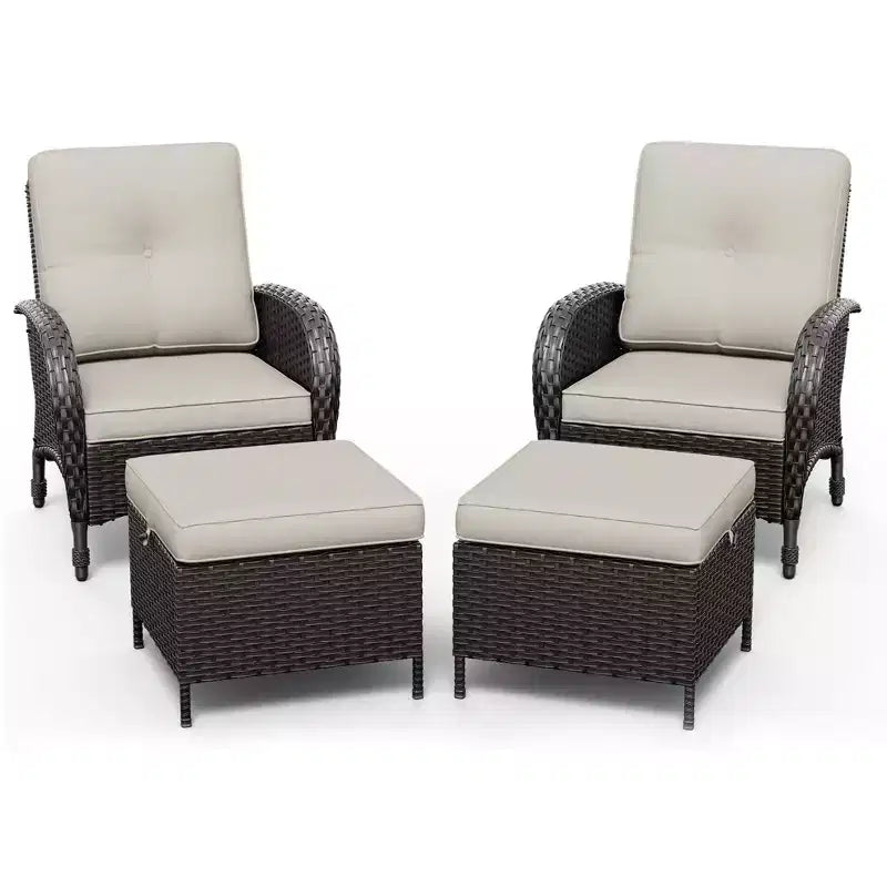 Ensemble de patio extérieur UPTIOT : 2 chaises en osier et 2 poufs pour un confort et une durabilité ultimes