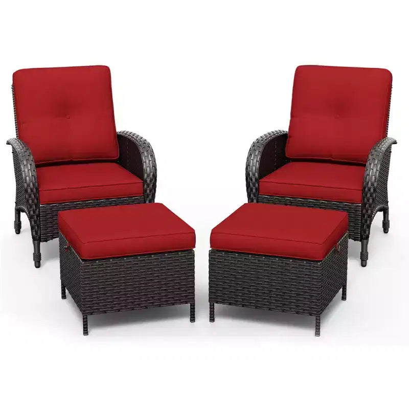 Ensemble de patio extérieur UPTIOT : 2 chaises en osier et 2 poufs pour un confort et une durabilité ultimes