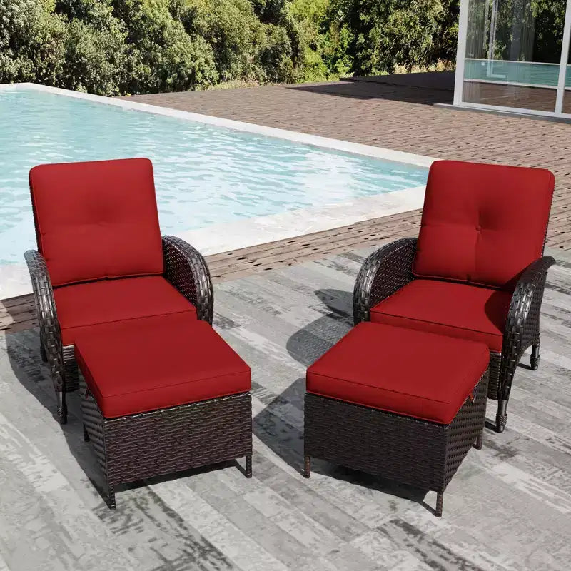 Ensemble de patio extérieur UPTIOT : 2 chaises en osier et 2 poufs pour un confort et une durabilité ultimes