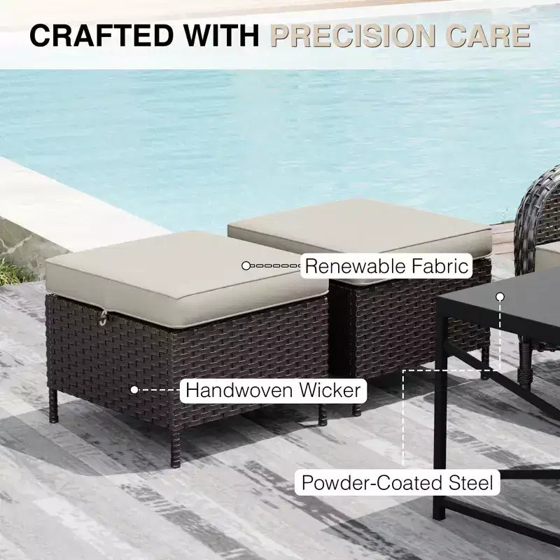 Ensemble de patio extérieur UPTIOT : 2 chaises en osier et 2 poufs pour un confort et une durabilité ultimes