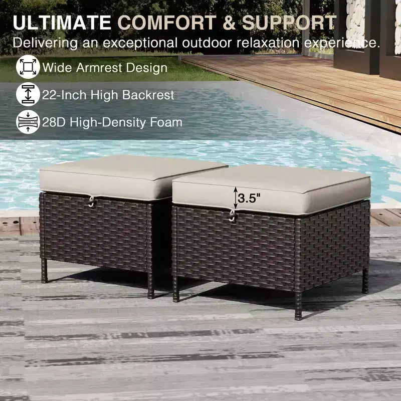 Ensemble de patio extérieur UPTIOT : 2 chaises en osier et 2 poufs pour un confort et une durabilité ultimes