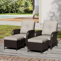UPTIOT Outdoor Patio Set: 2 Wicker Chairs & 2 Ottomans for Ultimate Comfort and Durability
