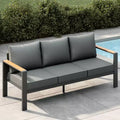Aluminum Patio Furniture Set, Outdoor Sectional Sofa with 5 Thick Cushions, 4 Armrests & Coffee Table for Garden, Deck, Backyard