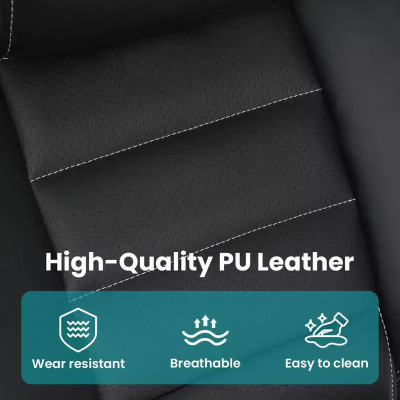 Ergonomic Office Chair, High Back Leather, Adjustable Headrest, Lumbar Support, fold-Up Armrests, Swivel Recliner Desk Chair, for Home or Office