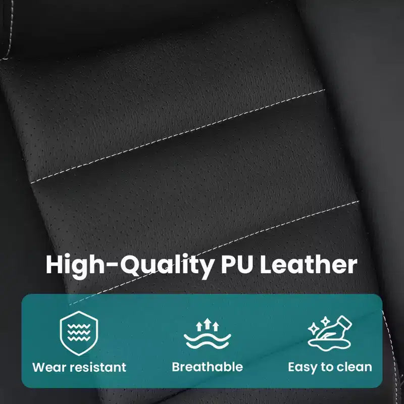 Ergonomic Office Chair, High Back Leather, Adjustable Headrest, Lumbar Support, fold-Up Armrests, Swivel Recliner Desk Chair, for Home or Office