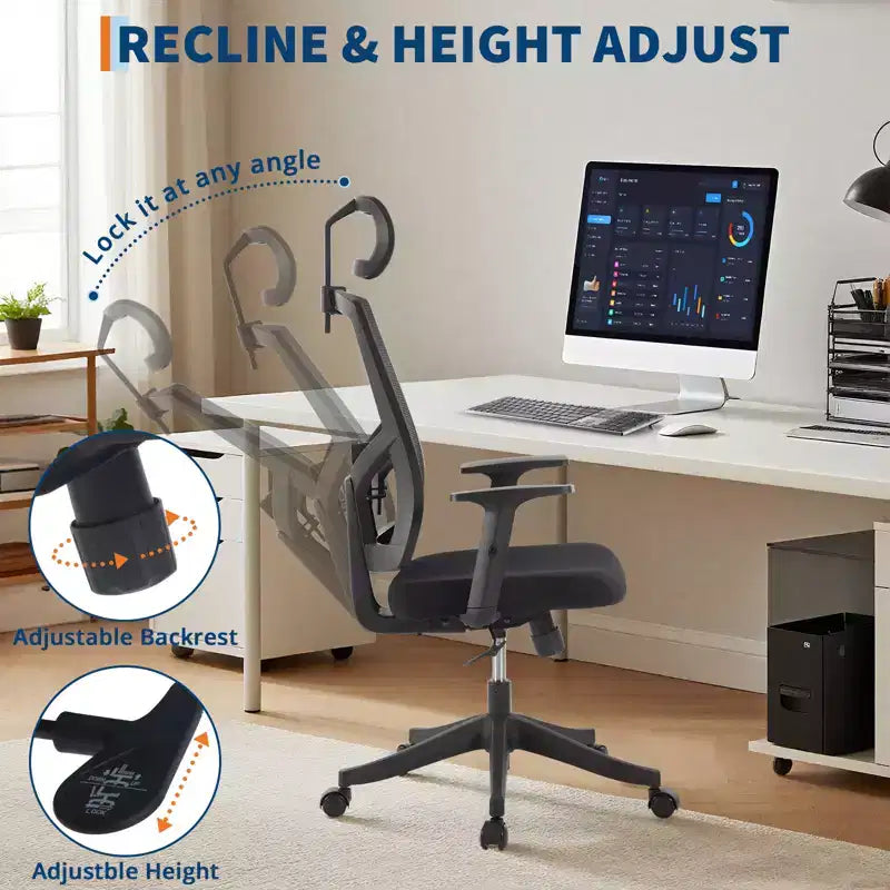 Office Chair Ergonomic Desk Chairs, Adjustable Lumbar Support, Adjustable Lumbar Support, Swivel Task Chair, Adjustable Rocking Computer Chair