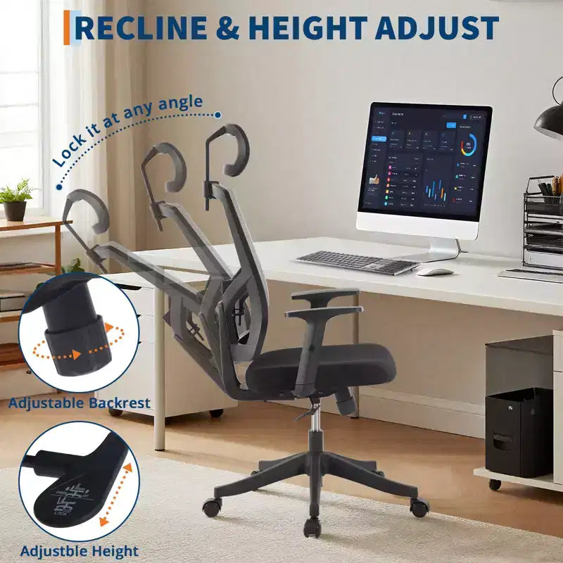 Office Chair Ergonomic Desk Chairs, Adjustable Lumbar Support, Adjustable Lumbar Support, Swivel Task Chair, Adjustable Rocking Computer Chair