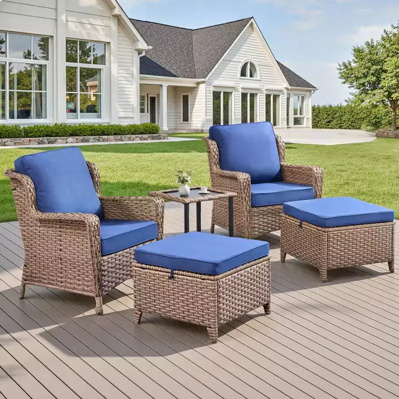 GDFStudio Halston Salon de jardin en osier avec coussins et table d'appoint