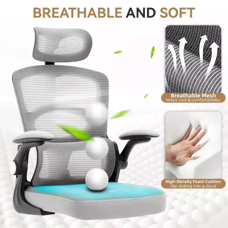 Ergonomic High-Back Mesh Office Chair, Adjustable Headrest & Lumbar Support, 360 Swivel Rolling, for Home, Office