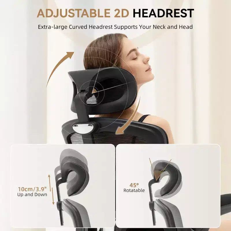 Ergonomic High-Back Mesh Office Chair, Adjustable Headrest & Lumbar Support, 360 Swivel Rolling, for Home, Office