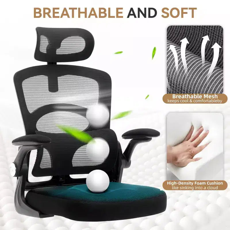 Ergonomic High-Back Mesh Office Chair, Adjustable Headrest & Lumbar Support, 360 Swivel Rolling, for Home, Office