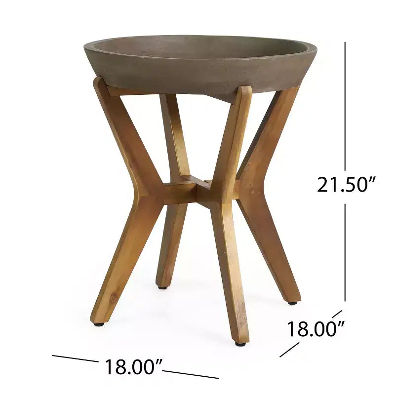 Christopher Knight Home Yichen - Ensemble double chaise longue de patio moderne en acacia avec table d'appoint en béton et acacia