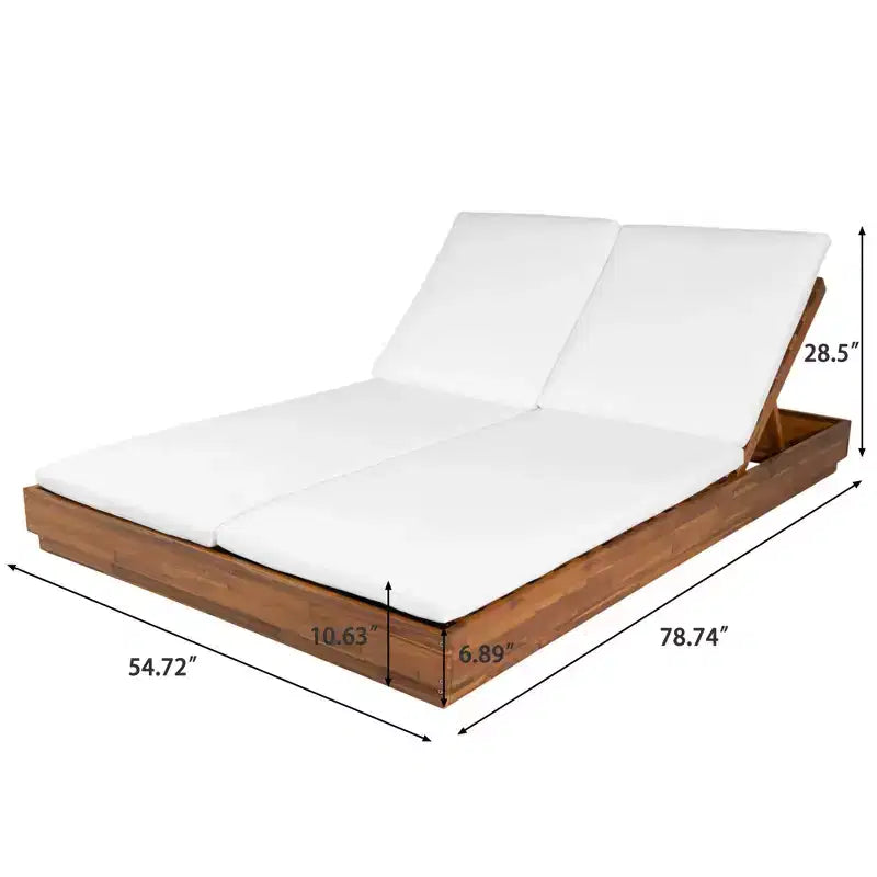 Christopher Knight Home Yichen - Ensemble double chaise longue de patio moderne en acacia avec table d'appoint en béton et acacia