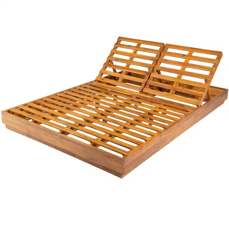 Christopher Knight Home Yichen - Ensemble double chaise longue de patio moderne en acacia avec table d'appoint en béton et acacia