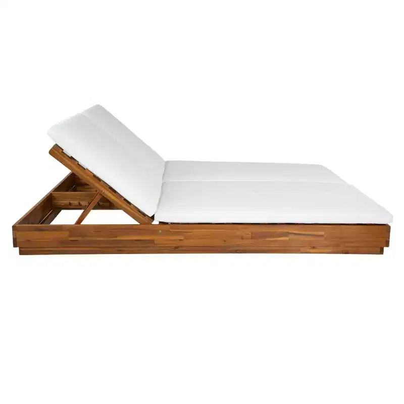 Christopher Knight Home Yichen - Ensemble double chaise longue de patio moderne en acacia avec table d'appoint en béton et acacia