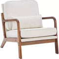 Summit Adventure Modern Lounge Chair with Arms Cream Solid Wood Frame & Waist Cushion Accent Seating for Living Room