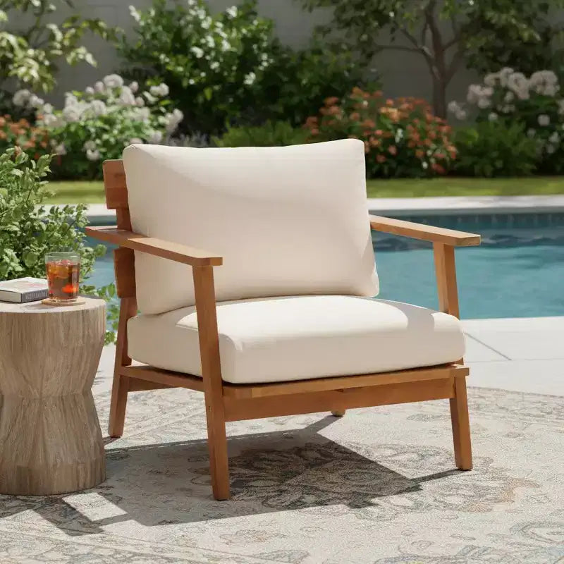 2/4pcs Outdoor Sofa Set Patio Conversation Set Outdoor Furniture Set Seating Set with Coffee Table, Chair, Loveseat & Cushions,Teak+Beige - ModernLuxe